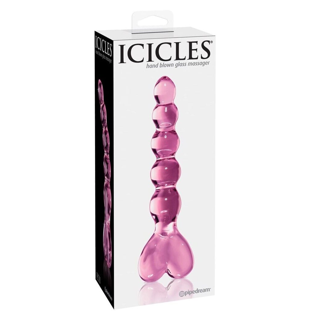 Icicles No. 43 - Glazen Dildo met Kralen Roze