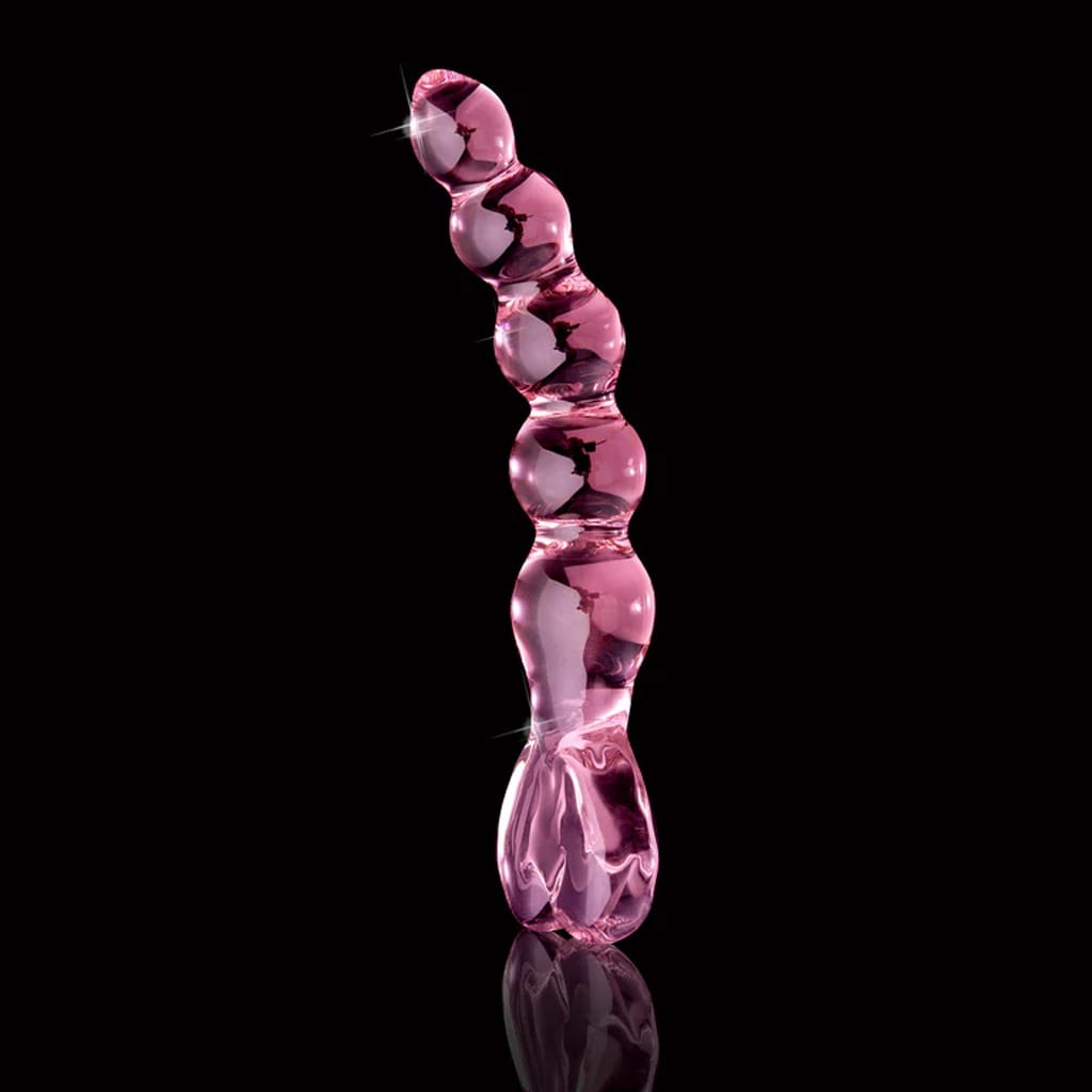 Icicles No. 43 - Glazen Dildo met Kralen Roze