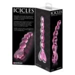 Icicles No. 43 - Glazen Dildo met Kralen Roze