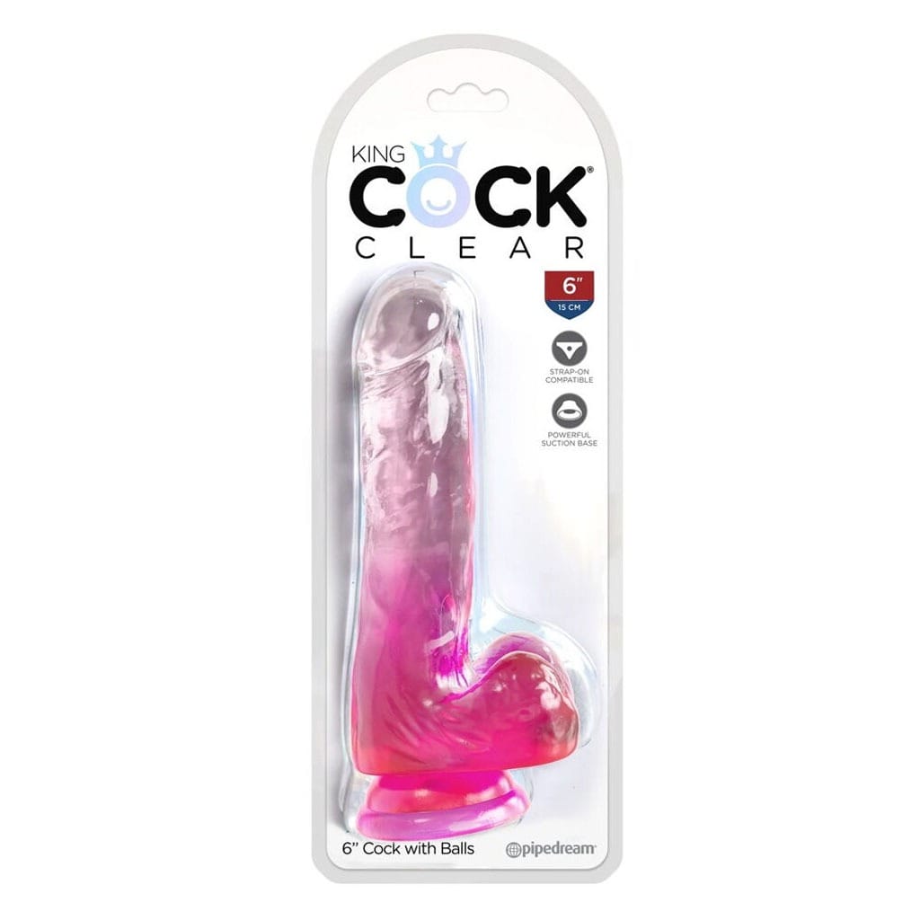 King Cock - 6" Dildo met Ballen Roze