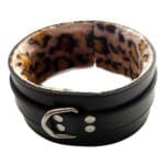 Rouge - Leren BDSM Halsband met Panterprint Voering