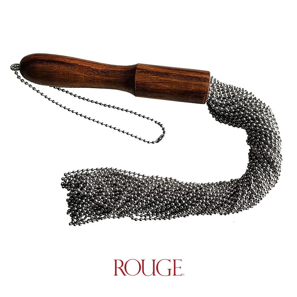 Rouge – Beaded Metal Flogger met Houten Handvat