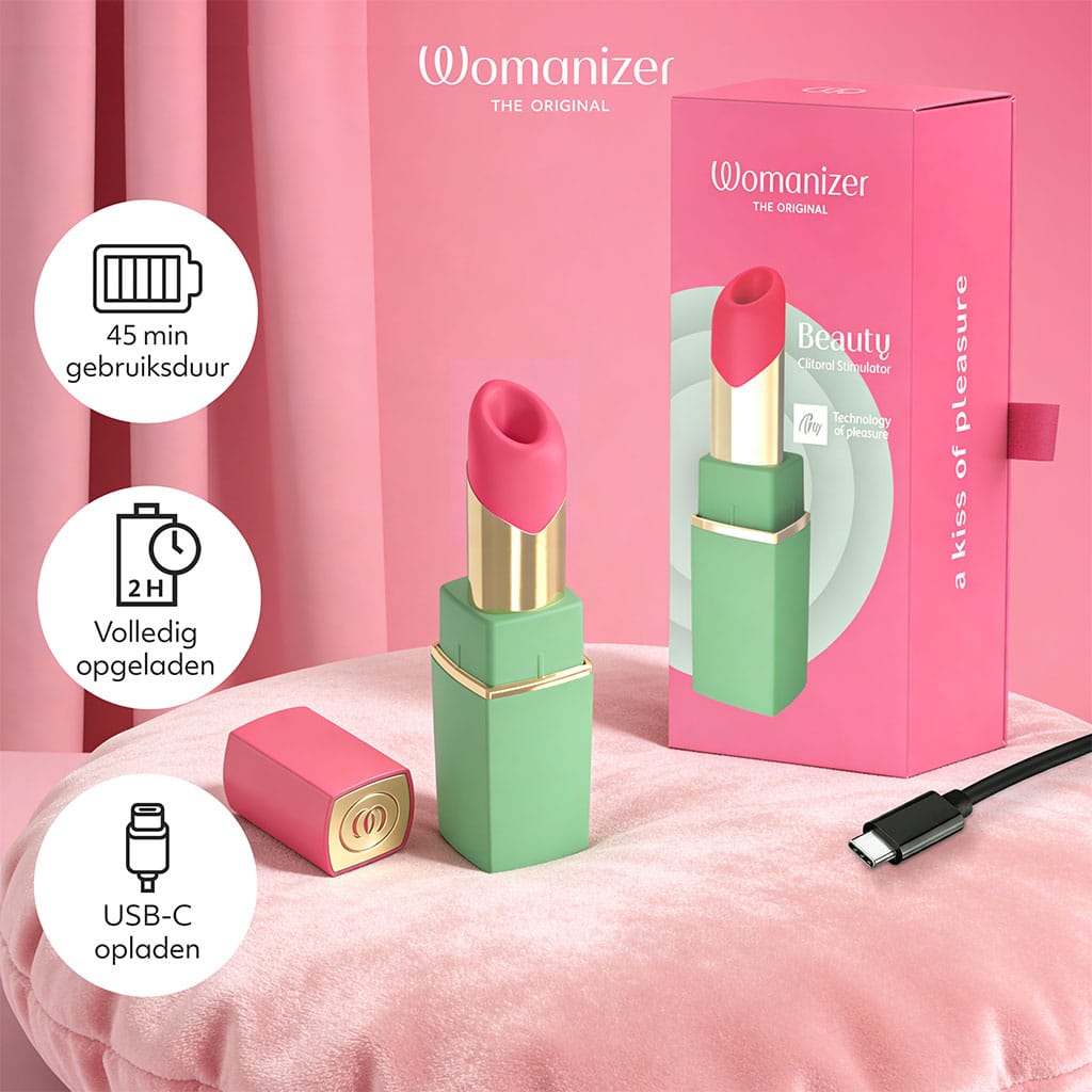Womanizer Beauty Roze/Groen – Lipstick Luchtdruk Vibrator